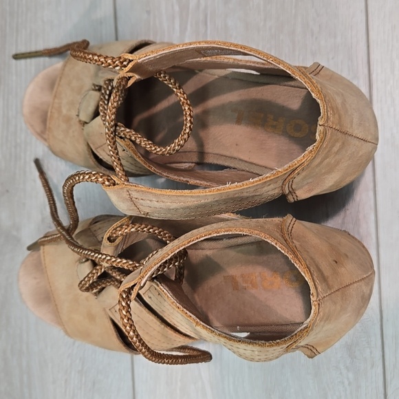 Sorel Women Joanie Ankle Lace Up Tractor Wedge Platform Sandals Boots Shoes Sz 9 - Picture 8 of 12